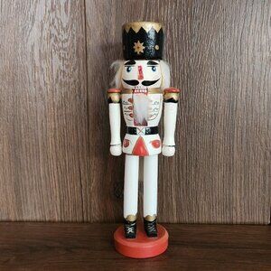 Vintage Classic White Wooden Soldier Nutcracker Christmas Seasonal Decor S30